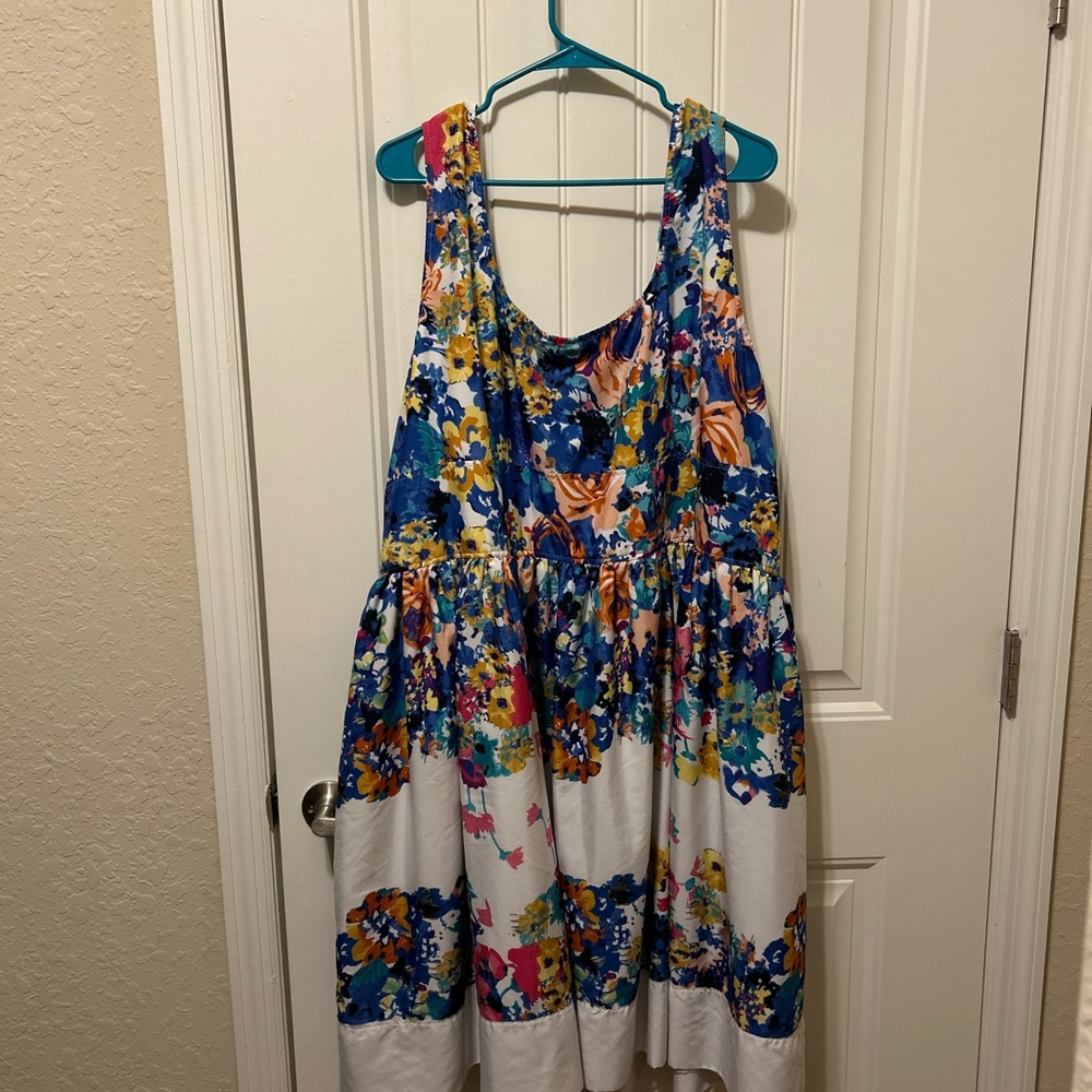 Floral Kids Dress with Blue and White Accents